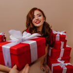 a teen girl with gift boxes