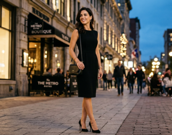 woman in black dress