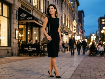 woman in black dress