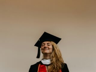 a lady in graduation dress